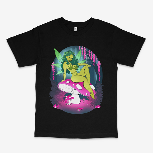 Green Fairy smoking on mushroom